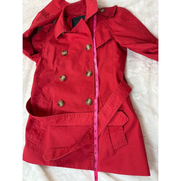 COACH Icon Belted Double Breasted Lined Short Trench Coat Persimmon Red Small - Picture 15 of 15